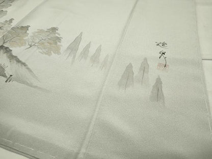 平和屋着物●訪問着　作家物　手描き　風景文　暈し染め　金彩　正絹　逸品　CABA9774gh