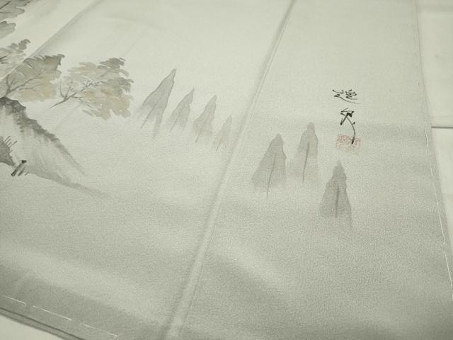 平和屋着物●訪問着　作家物　手描き　風景文　暈し染め　金彩　正絹　逸品　CABA9774gh