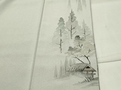 平和屋着物●訪問着　作家物　手描き　風景文　暈し染め　金彩　正絹　逸品　CABA9774gh