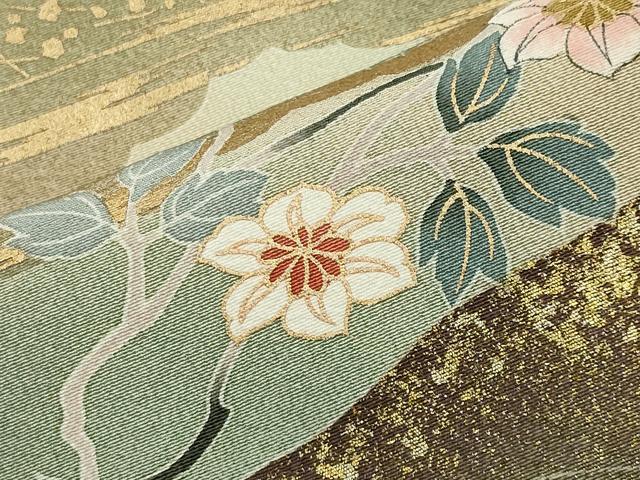 平和屋着物●訪問着 流水草花文 暈し染め 金彩 正絹 逸品 CABA9778gh