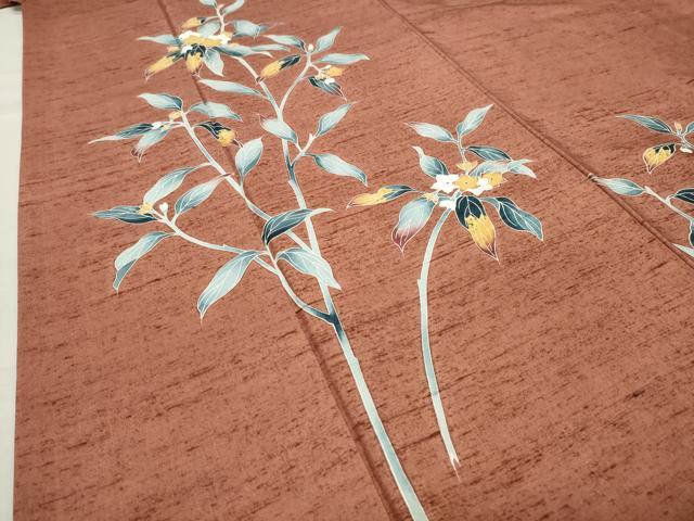 平和屋着物●訪問着　紬地　友禅　枝花文　正絹　逸品　CABA9779gh