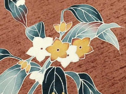 平和屋着物●訪問着　紬地　友禅　枝花文　正絹　逸品　CABA9779gh