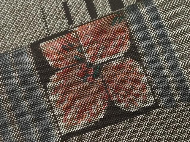 平和屋着物●本場大島紬　9マルキ　横段花文　正絹　逸品　CABA9786gh