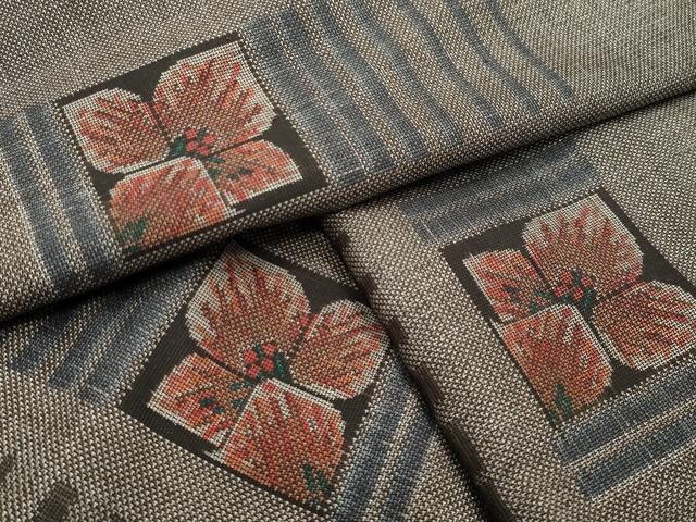 平和屋着物●本場大島紬　9マルキ　横段花文　正絹　逸品　CABA9786gh 平和屋着物○本場大島紬 9マルキ 横段花文 正絹 逸品 CABA9786gh