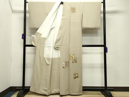 平和屋着物●訪問着　色紙重ね松竹梅文　金彩　正絹　逸品　CABA9787gh