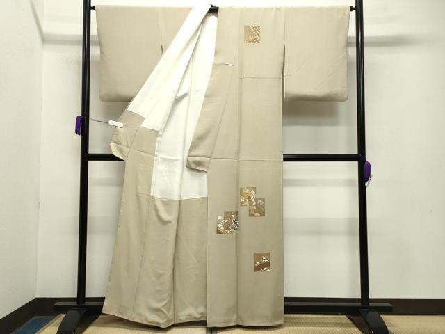 平和屋着物●訪問着　色紙重ね松竹梅文　金彩　正絹　逸品　CABA9787gh