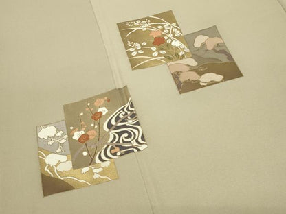 平和屋着物●訪問着　色紙重ね松竹梅文　金彩　正絹　逸品　CABA9787gh