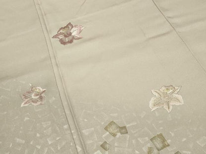 平和屋着物●訪問着　作家物　刺繍　カトレア　暈し染め　金銀彩　正絹　逸品　CABA9790gh