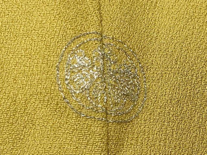 平和屋着物●染色作家　斉藤三才　色無地　菜種油色　正絹　逸品　CABA9791gh