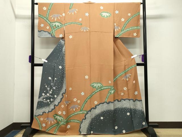 平和屋着物●ファッションデザイナー 花井幸子　訪問着　絞り　雪輪梅笹文　金彩　正絹　逸品　CABA9794gh