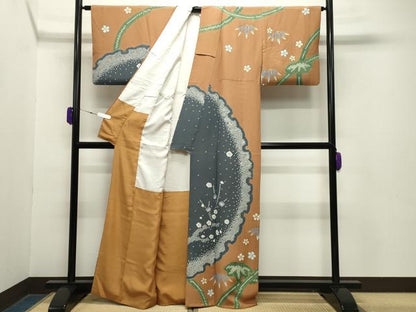 平和屋着物●ファッションデザイナー 花井幸子　訪問着　絞り　雪輪梅笹文　金彩　正絹　逸品　CABA9794gh