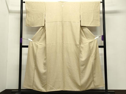 平和屋着物●上質な色無地 舞葉地紋 南天染 木蘭色 正絹 逸品 CABA9799gh
