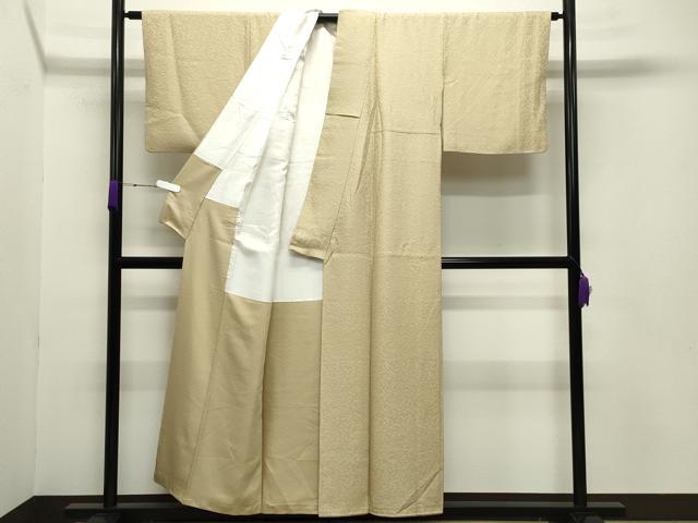 平和屋着物●上質な色無地 舞葉地紋 南天染 木蘭色 正絹 逸品 CABA9799gh