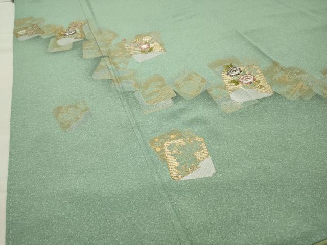 平和屋着物●訪問着　刺繍　色紙重ね鳳凰花文　暈し染め　金銀彩　正絹　逸品　CABA9809gh