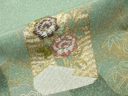 平和屋着物●訪問着　刺繍　色紙重ね鳳凰花文　暈し染め　金銀彩　正絹　逸品　CABA9809gh