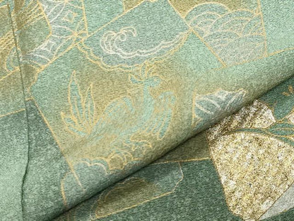 平和屋着物●訪問着　刺繍　色紙重ね鳳凰花文　暈し染め　金銀彩　正絹　逸品　CABA9809gh