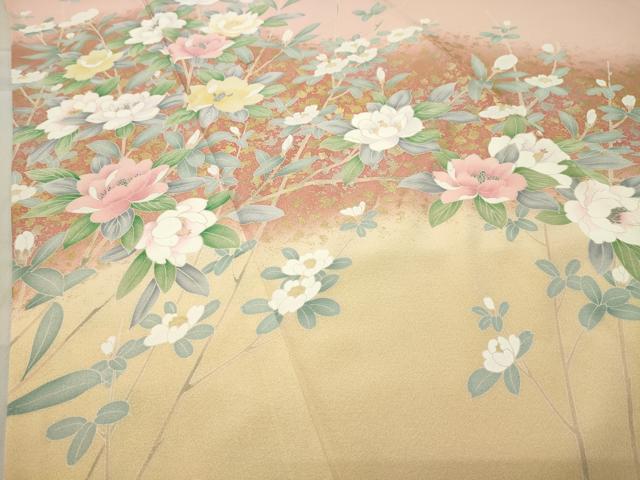 平和屋着物○訪問着 作家物 枝花文 暈し染め 金銀彩