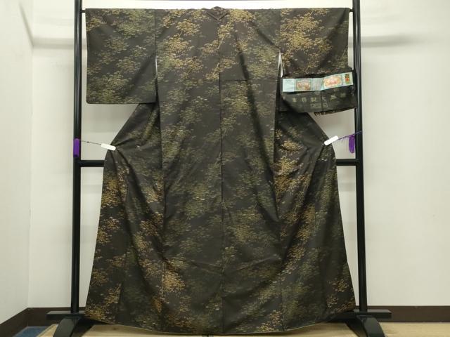 平和屋着物○本場大島紬 9マルキ 泥染め 笹竹文 恵大島紬織物謹製