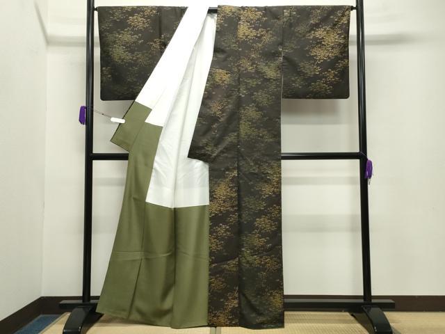 平和屋着物●本場大島紬　9マルキ　泥染め　吉祥文　つたえ織物謹製　証紙付き　正絹　逸品　CABD9083gh 平和屋着物○本場大島紬 9マルキ 泥染め 菱花文 久野織物謹製 証紙付き