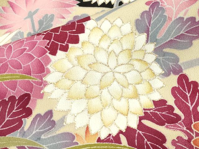 平和屋着物●豪華黒留袖　尾長鳥草花文　暈し染め　金彩　正絹　逸品　CABA9839gh