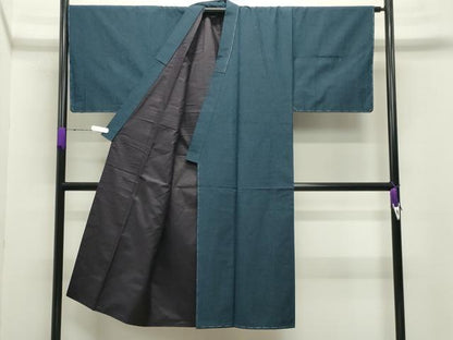 平和屋着物●男性 紬 アンサンブル 霞文 褐返色 正絹 逸品 未使用 CABA9841gh