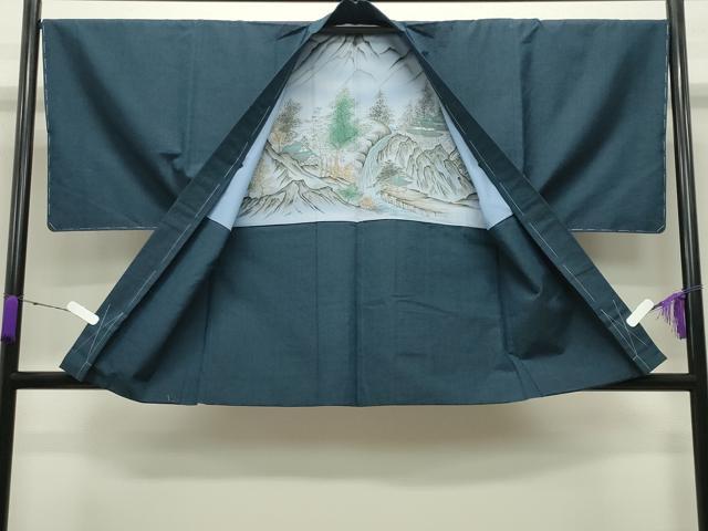 平和屋着物●男性 紬 アンサンブル 霞文 褐返色 正絹 逸品 未使用 CABA9841gh
