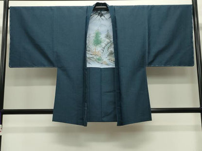 平和屋着物●男性 紬 アンサンブル 霞文 褐返色 正絹 逸品 未使用 CABA9841gh