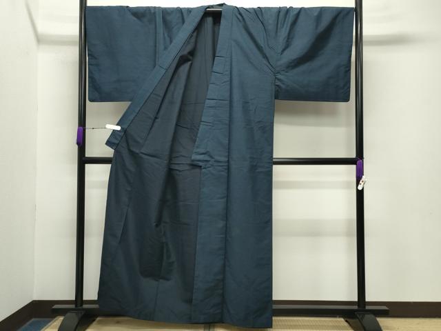 平和屋着物●男性　紬　アンサンブル　霞文　濃藍色　キングサイズ　正絹　逸品　CABA9842gh 平和屋着物○男性 紬 アンサンブル 霞文 濃藍色 キングサイズ 正絹 逸品