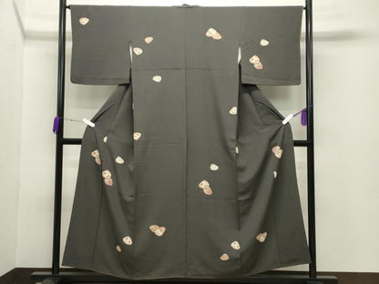 平和屋着物●上質な小紋　貝合わせ花文　金彩　正絹　逸品　CABA9847gh