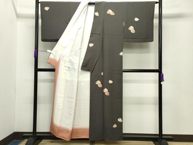 平和屋着物●上質な小紋　貝合わせ花文　金彩　正絹　逸品　CABA9847gh