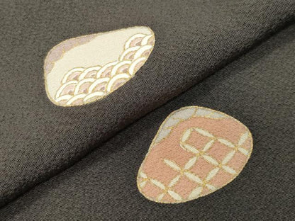 平和屋着物●上質な小紋　貝合わせ花文　金彩　正絹　逸品　CABA9847gh
