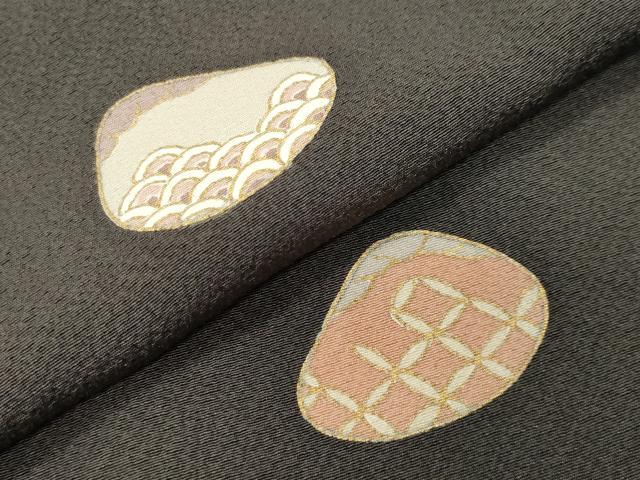 平和屋着物●上質な小紋　貝合わせ花文　金彩　正絹　逸品　CABA9847gh