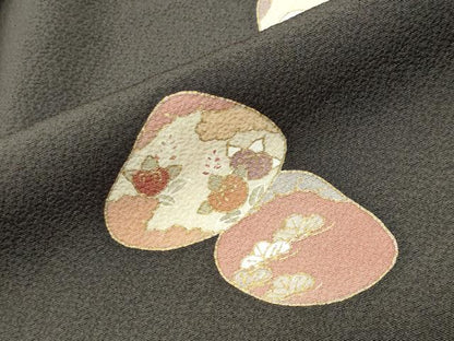 平和屋着物●上質な小紋　貝合わせ花文　金彩　正絹　逸品　CABA9847gh