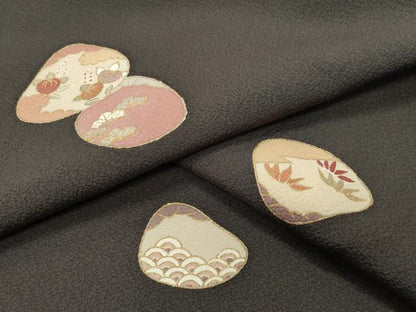 平和屋着物●上質な小紋　貝合わせ花文　金彩　正絹　逸品　CABA9847gh