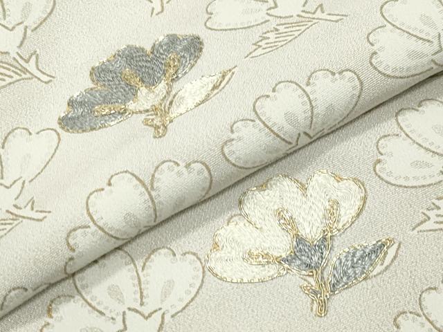 平和屋着物●訪問着　駒刺繍　舞花文　金彩　正絹　逸品　CABA9858gh