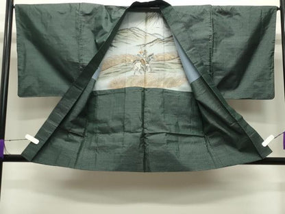 平和屋着物●男性　本場大島紬　アンサンブル　亀甲柄　正絹　逸品　CABA9862gh