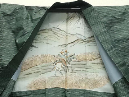 平和屋着物●男性　本場大島紬　アンサンブル　亀甲柄　正絹　逸品　CABA9862gh