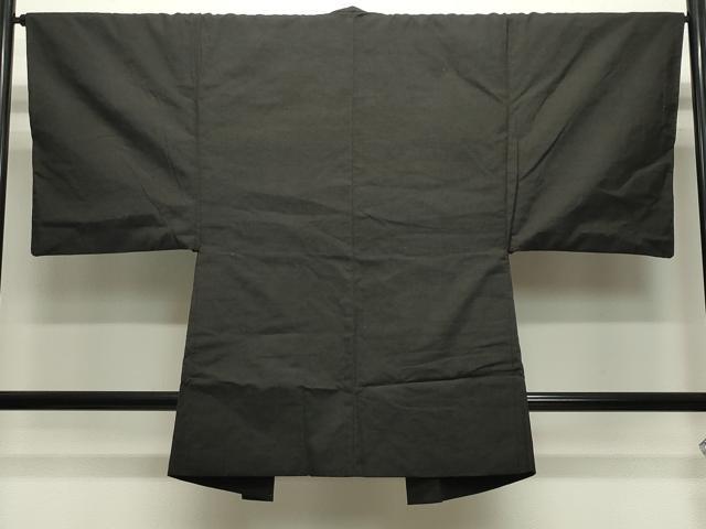 平和屋着物●男性 紬 アンサンブル 憲法黒茶色 正絹 逸品 CABA9864gh
