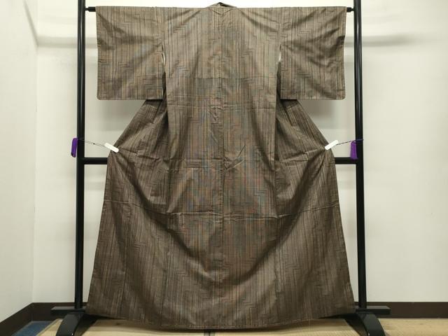 平和屋着物●本場大島紬 7マルキ 幾何学文様 正絹 逸品 未使用 CABA9866gh