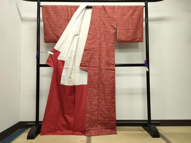 平和屋着物□上質な紬 横段花文 正絹 逸品 CAAK5784fb