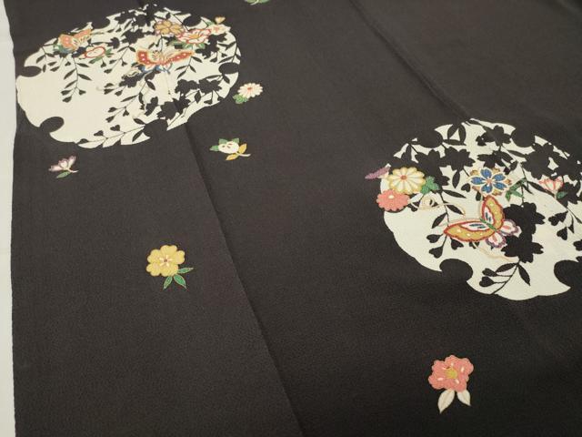 正絹　鬼しぼ縮緬　小紋　花束　菱紋 正絹 鬼しぼ縮緬 小紋 花束 菱紋