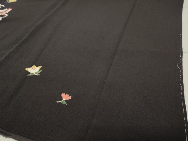 平和屋着物○訪問着 雪輪花蝶文 鬼しぼ縮緬 正絹 逸品 CABA9893gh