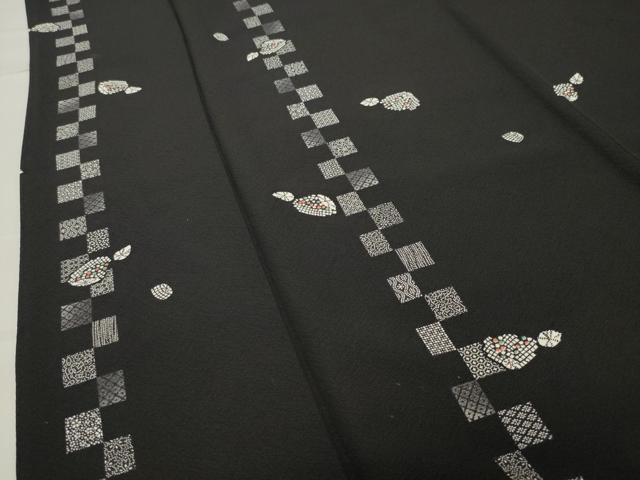 平和屋着物●上質な小紋　絞り　吉祥文　黒地　正絹　逸品　CAAZ8352vf 平和屋着物○上質な小紋 絞り 吉祥文 黒地 正絹 逸品 CAAZ8352vf 平和屋