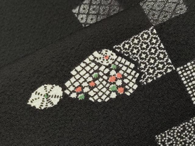 平和屋着物●上質な小紋　吉祥文　黒地　正絹　逸品　CABA9897gh