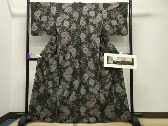 195)着物　袷　都喜ヱ門　大島紬　泥染　藤絹織物　未着用品　身丈168cm 195)着物 袷 都喜ヱ門 大島紬 泥染 藤絹織物 未着用品 身丈168cm