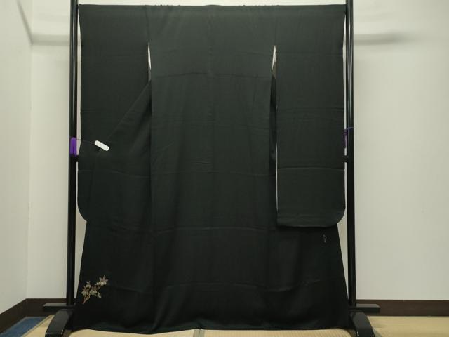 平和屋着物●豪華振袖　作家物　枝桐文　黒地　金彩　正絹　逸品　CABA9903gh