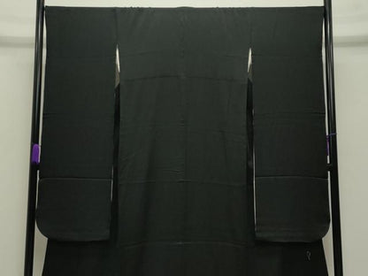 平和屋着物●豪華振袖　作家物　枝桐文　黒地　金彩　正絹　逸品　CABA9903gh