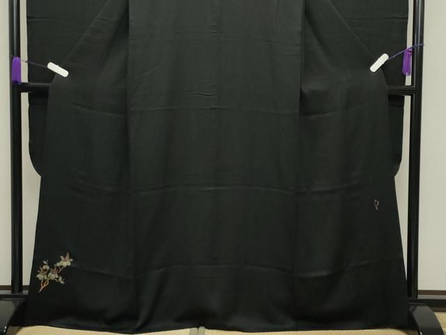 平和屋着物●豪華振袖　作家物　枝桐文　黒地　金彩　正絹　逸品　CABA9903gh