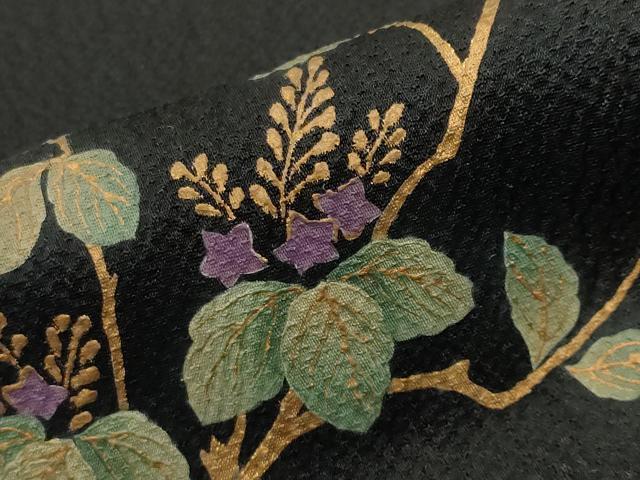 平和屋着物●豪華振袖　作家物　枝桐文　黒地　金彩　正絹　逸品　CABA9903gh