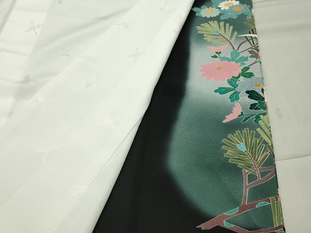 平和屋着物○豪華黒留袖 友禅 作家物 尾長鳥松花文 暈し